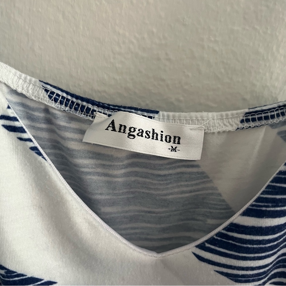 Blue & White Shorts Romper - Picture 4 of 6